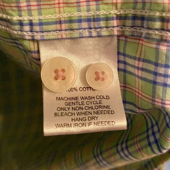 UNTICKit men’s large button down shirt - 100% cotton - green/blue plaid large - Picture 5 of 7